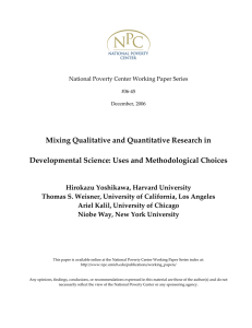   Mixing Qualitative and Quantitative Research in  Developmental Science: Uses and Methodological Choices 