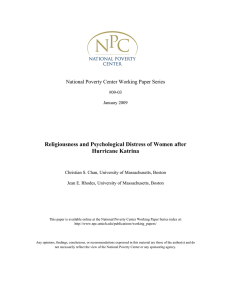 Religiousness and Psychological Distress of Women after Hurricane Katrina