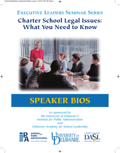 SPEAKER BIOS Charter School Legal Issues: What You Need to Know E