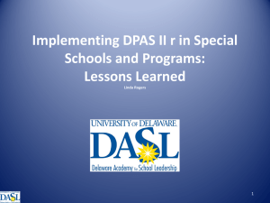 presentation by Linda Rogers, Julie Bowers and John Kreitzer - Implementing DPAS II in Special Schools and Programs: Lessons Learned