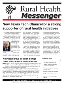 Rural Health Messenger T New Texas Tech Chancellor a strong