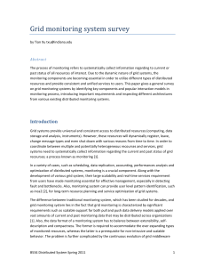 Grid monitoring system survey Abstract