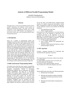 Analysis of Different Parallel Programming Models  Kaushik Chandrasekaran Indiana University Bloomington