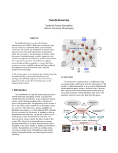 NaradaBrokering  Santhosh Kumar Saminathan Indiana University Bloomington