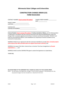 Minnesota State Colleges and Universities CONSTRUCTION CHANGE ORDER (CO) FORM MnSCU022
