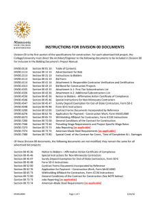 INSTRUCTIONS FOR DIVISION 00 DOCUMENTS