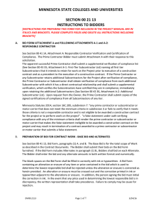 MINNESOTA STATE COLLEGES AND UNIVERSITIES  SECTION 00 21 13 INSTRUCTIONS TO BIDDERS
