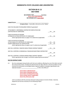 MINNESOTA STATE COLLEGES AND UNIVERSITIES  SECTION 00 41 13 BID FORM