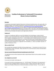 Facilities Professional or Technical (P/T) Consultants Master Contract Guidelines