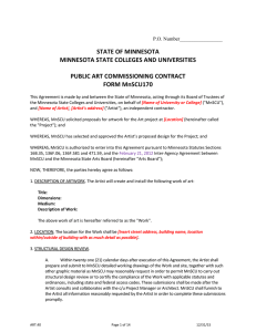 STATE OF MINNESOTA MINNESOTA STATE COLLEGES AND UNIVERSITIES PUBLIC ART COMMISSIONING CONTRACT