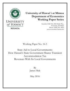 University of Hawai`i at Mānoa Department of Economics Working Paper Series