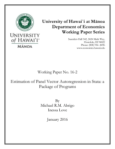 University of Hawai`i at Mānoa Department of Economics Working Paper Series