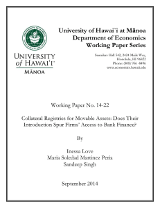 University of Hawai`i at Mānoa Department of Economics Working Paper Series