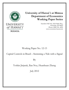 University of Hawai`i at Mānoa Department of Economics Working Paper Series