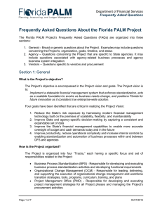 Frequently Asked Questions About the Florida PALM Project  Frequently Asked Questions