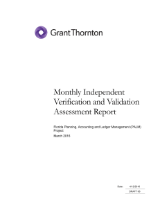 Monthly Independent Verification and Validation Assessment Report