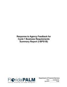 Response to Agency Feedback for Cycle 1 Business Requirements Summary Report (I-BPS1B)
