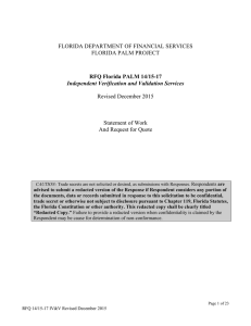 FLORIDA DEPARTMENT OF FINANCIAL SERVICES FLORIDA PALM PROJECT Revised December 2015