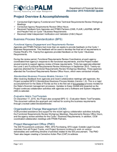 Project Overview &amp; Accomplishments Department of Financial Services December 2015 FASAASD Update