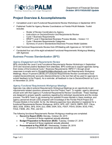 Project Overview &amp; Accomplishments Department of Financial Services  October 2015 FASAASD Update