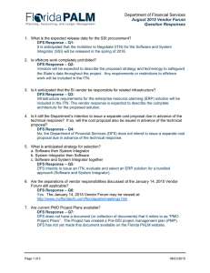 Department of Financial Services August 2015 Vendor Forum Question Responses