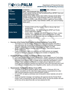 Department of Financial Services MFMP/Florida PALM Meeting Summary