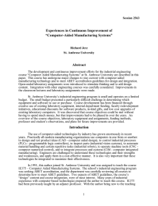 Experiences in Continuous Improvement of “Computer-Aided Manufacturing Systems” Abstract