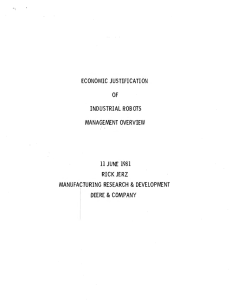 ECONOMIC  JUSTIFICATION OF INDUSTRIAL  ROBOTS MANAGEMENT  OVERVIEW