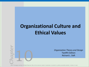 10 Organizational Culture and Ethical Values Chapter