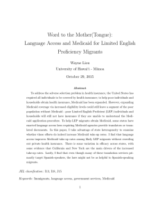 Word to the Mother(Tongue): Language Access and Medicaid for Limited English