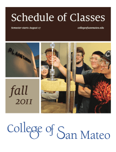 fall Schedule of Classes 2011