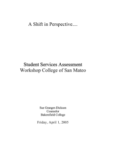 A Shift in Perspective.... Student Services Assessment Workshop College of San Mateo