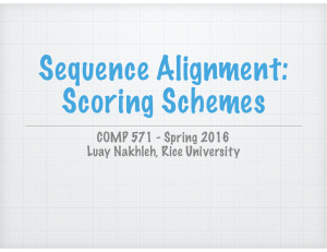 Sequence Alignment: Scoring Schemes COMP 571 - Spring 2016 Luay Nakhleh, Rice University