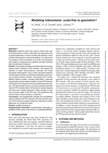 BIOINFORMATICS Modeling interactome: scale-free or geometric? N. Pržulj , D. G. Corneil