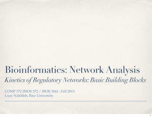 Bioinformatics: Network Analysis Kinetics of Regulatory Networks: Basic Building Blocks