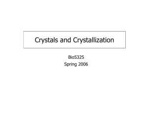 Crystals and Crystallization Bio5325 Spring 2006