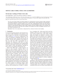 MONTE CARLO CODES, TOOLS AND ALGORITHMS David Dubbeldam ,