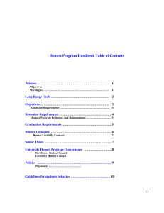 Honors Program Handbook Table of Contents  ………………………………………………………….  1 ………………………………………………  2