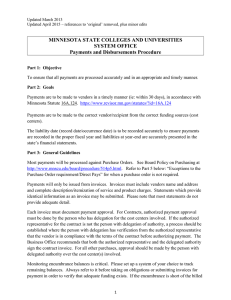 MINNESOTA STATE COLLEGES AND UNIVERSITIES SYSTEM OFFICE Payments and Disbursements Procedure