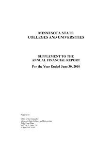 MINNESOTA STATE COLLEGES AND UNIVERSITIES SUPPLEMENT TO THE ANNUAL FINANCIAL REPORT