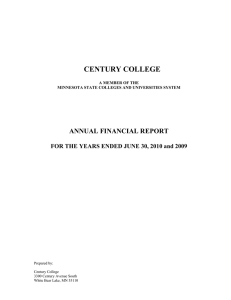 CENTURY COLLEGE ANNUAL FINANCIAL REPORT