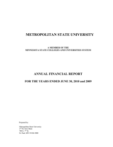 METROPOLITAN STATE UNIVERSITY ANNUAL FINANCIAL REPORT