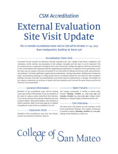 External Evaluation Site Visit Update CSM Accreditation