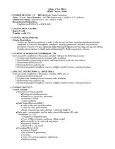 College of San Mateo Official Course Outline COURSE ID: Units: