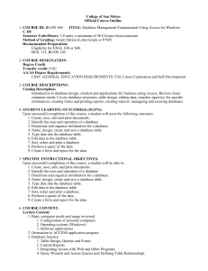 College of San Mateo Official Course Outline COURSE ID: C-ID: