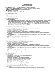 College of San Mateo Official Course Outline COURSE ID: Units: