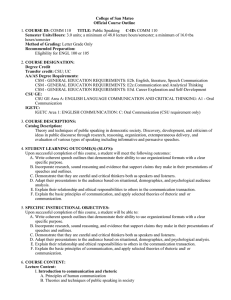 College of San Mateo Official Course Outline COURSE ID: Semester Units/Hours: