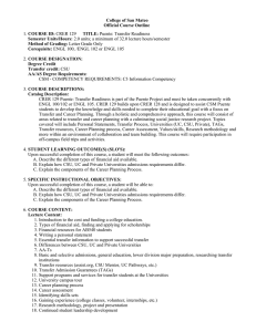 College of San Mateo Official Course Outline COURSE ID: Semester Units/Hours: