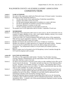 CONSTITUTION  WALWORTH COUNTY 4-H JUNIOR LEADERS’ ASSOCIATION