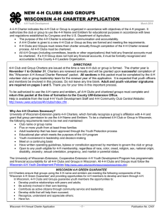 NEW 4-H CLUBS AND GROUPS WISCONSIN 4-H CHARTER APPLICATION